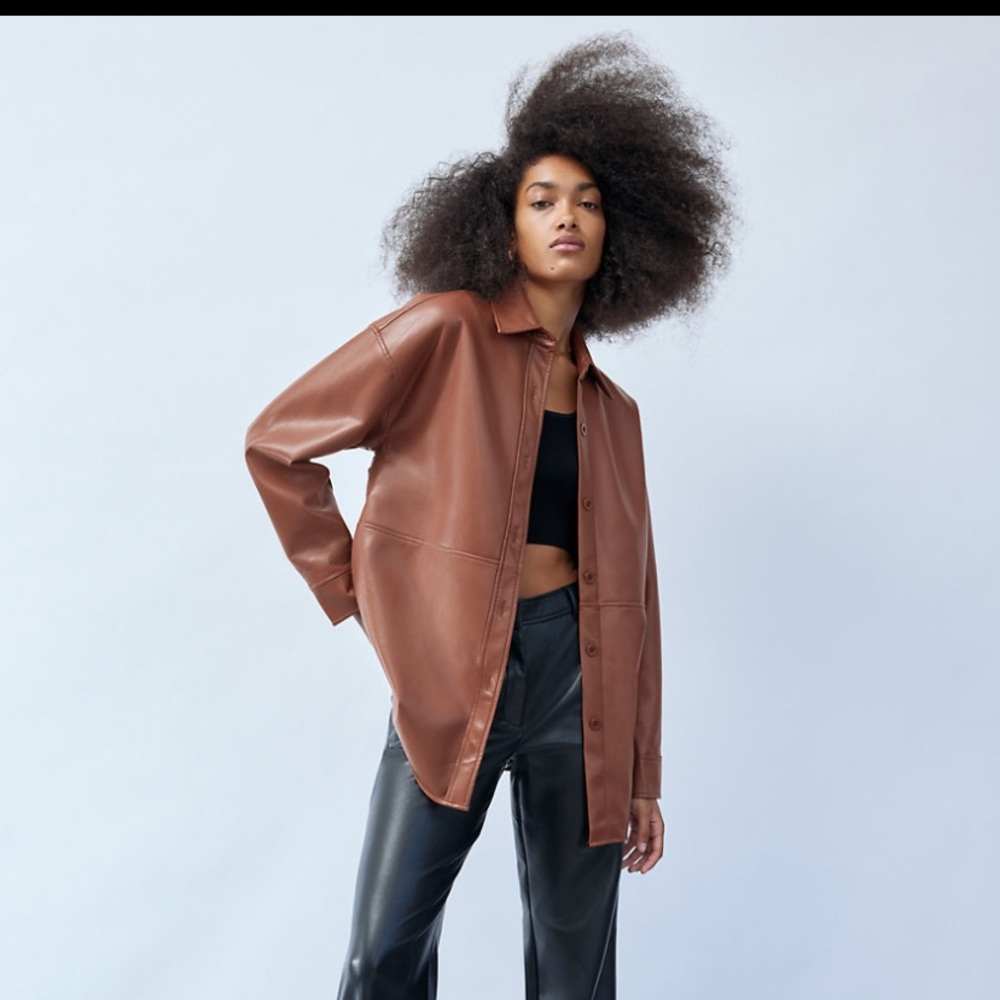 Babaton Pelli Shirt Jacket XS Patina Brown NEVER WORN